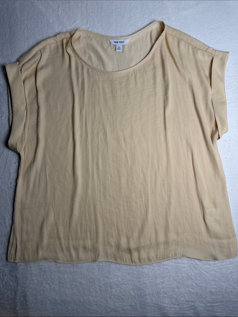 Nine West Light Cream Scoop Neck Blouse Size XL